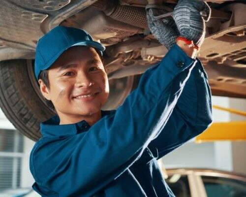 Cheerful car mechanic